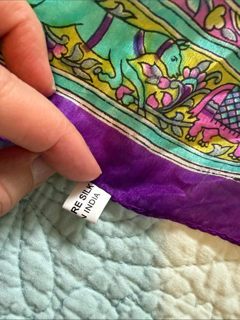 Vibrant Purple Paisley Silk Scarf - Picture 3 of 4
